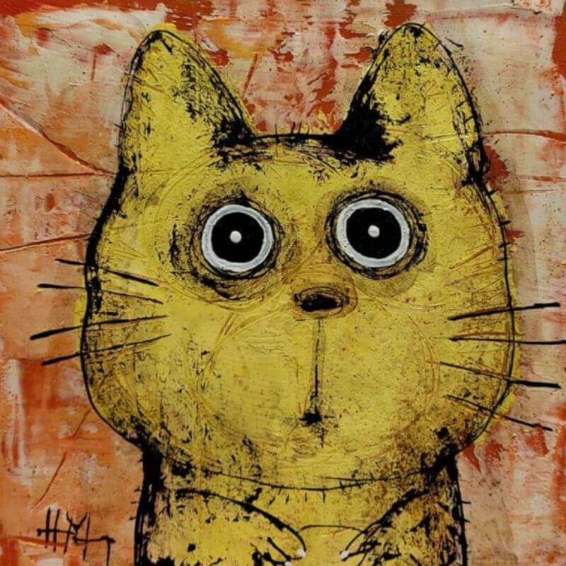 Chat jaune Maury Hervé France carré d'artistes